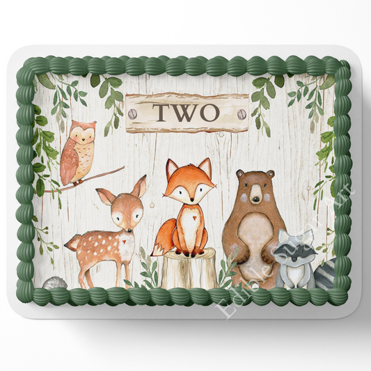 Woodland Birthday Party Cake Topper, Woodland cake topper, woodland baby shower, woodland sheet cake, edible image, first birthday, custom, customizable cake topper, picture on cake 