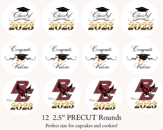 Graduation Cupcake Toppers Edible Image Graduation Dessert Toppers