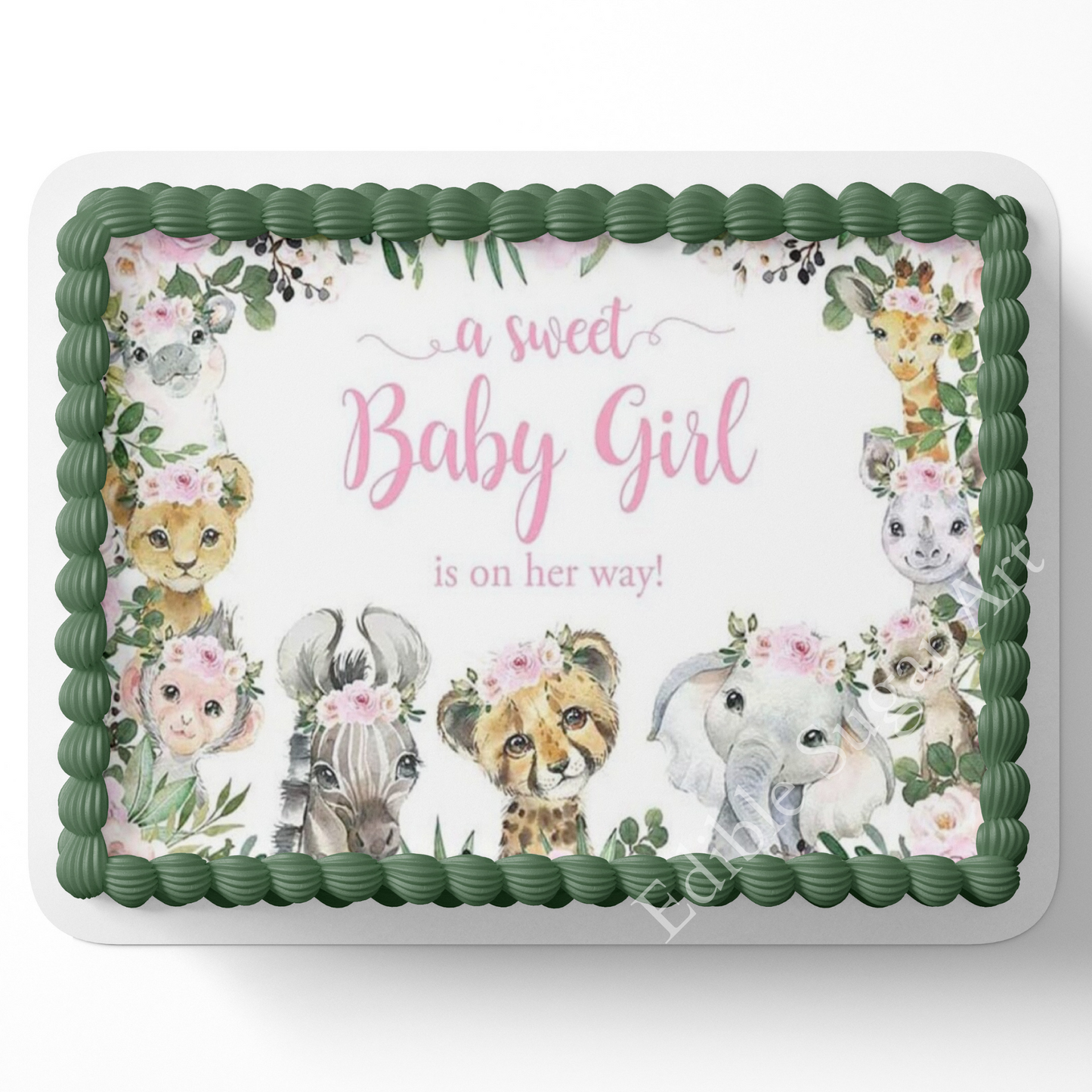 safari baby shower cake topper, sheet cake, safari sheet cake, baby girl, safari, sheet cake decorations, sheet cake topper