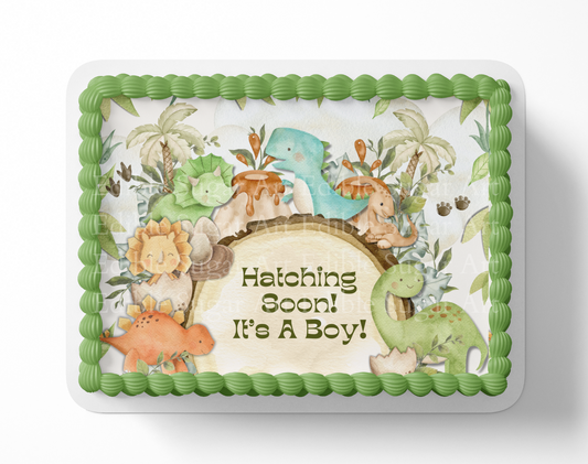 Dinosaur Baby shower cake topper edible image