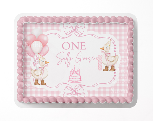 One Silly Goose Birthday Cake Topper, Silly Goose Cake Topper, Silly Goose Party, One Silly Goose, Silly Goose Birthday Cake Topper