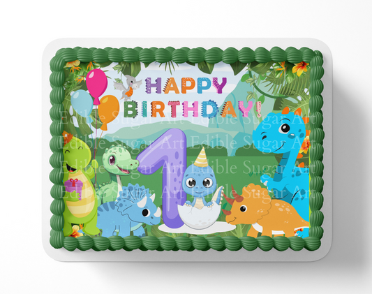 Dinosaur Baby shower cake topper edible image