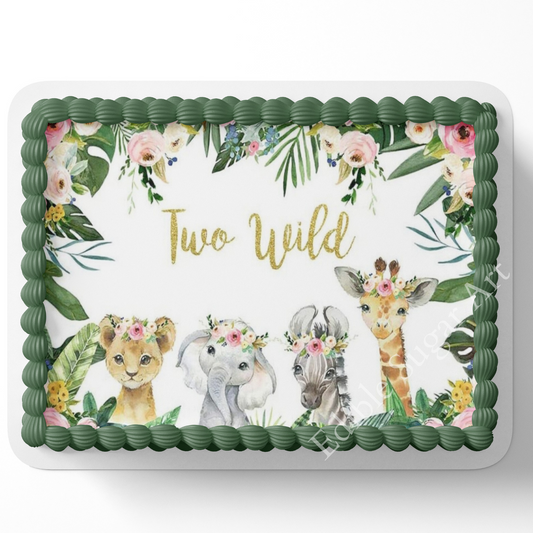 Two Wild Safari Birthday Cake Topper, Safari birthday, Two Wild Cake Topper, Edible Image
