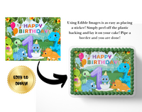 Dinosaur BIRTHDAY cake topper edible image