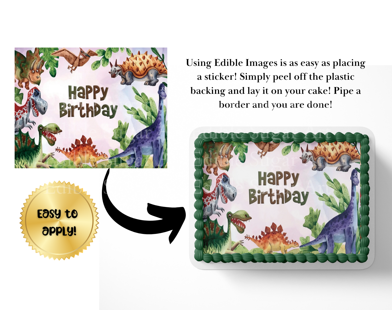 Dinosaur BIRTHDAY cake topper edible image