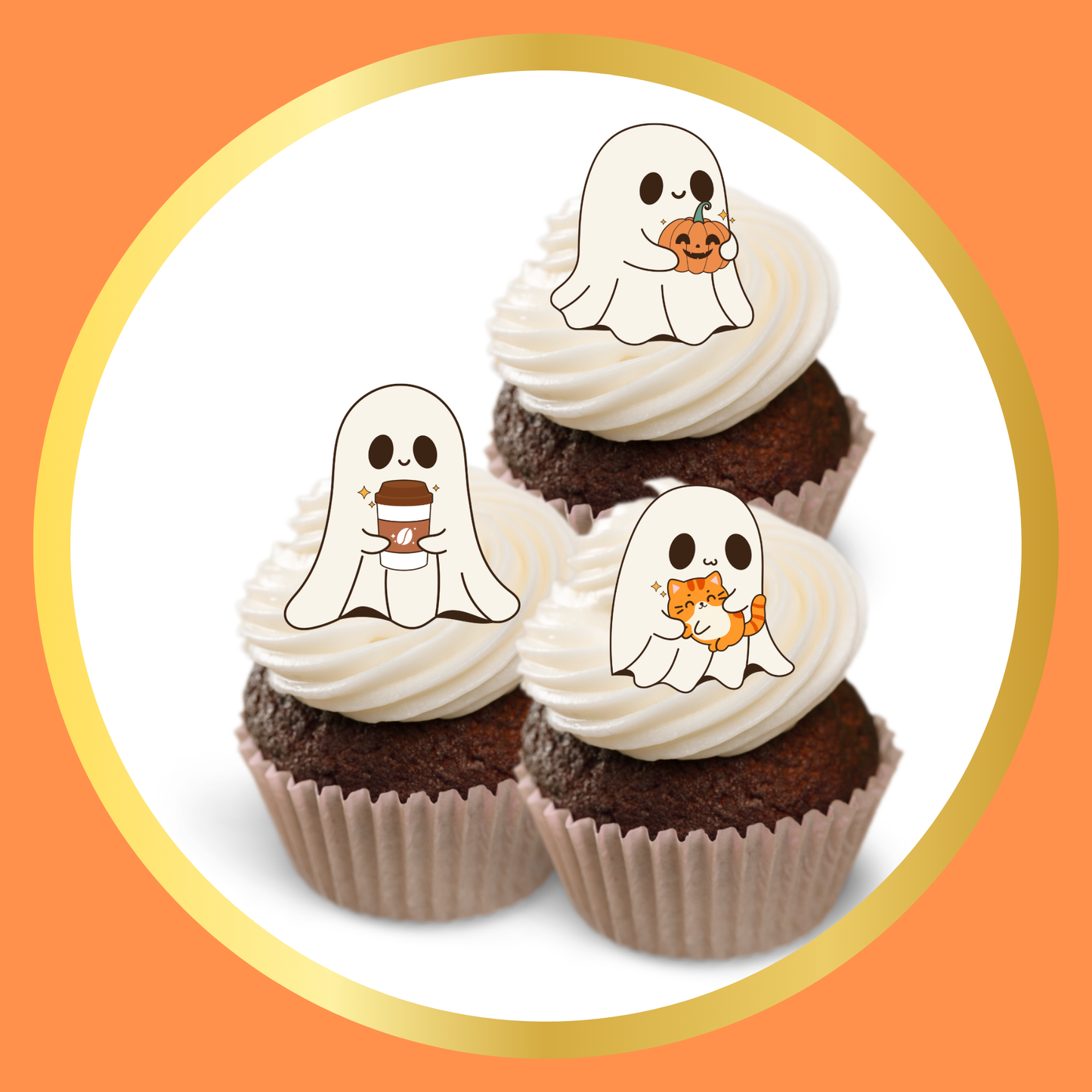 Halloween cupcake toppers , ghost cupcake toppers, cute ghost, 