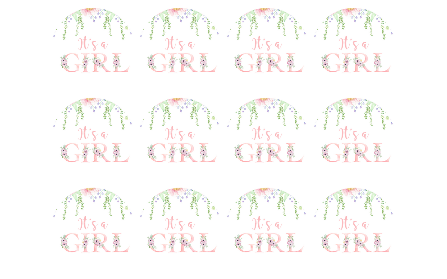 IT'S A GIRL BABY SHOWER CAKE TOPPER, WELCOME BABY GIRL CAKE TOPPER,  SPRING FLOWER DECORATIONS, SPRING PARTY, EDIBLE IMAGE, EDIBLE PICTURE