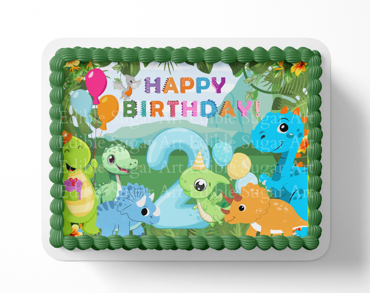 Dinosaur BIRTHDAY cake topper edible image