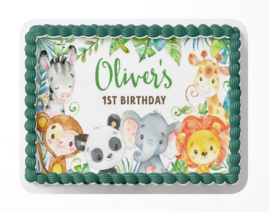 Safari Birthday Cake Topper Edible Image, Jungle Birthday Party