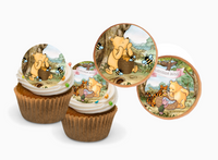 POOH BEAR CUPCAKE Toppers Baby Shower Cupcake toppers Pooh bear baby shower cake Vintage Pooh bear Cupcake toppers Edible Cupcake toppers