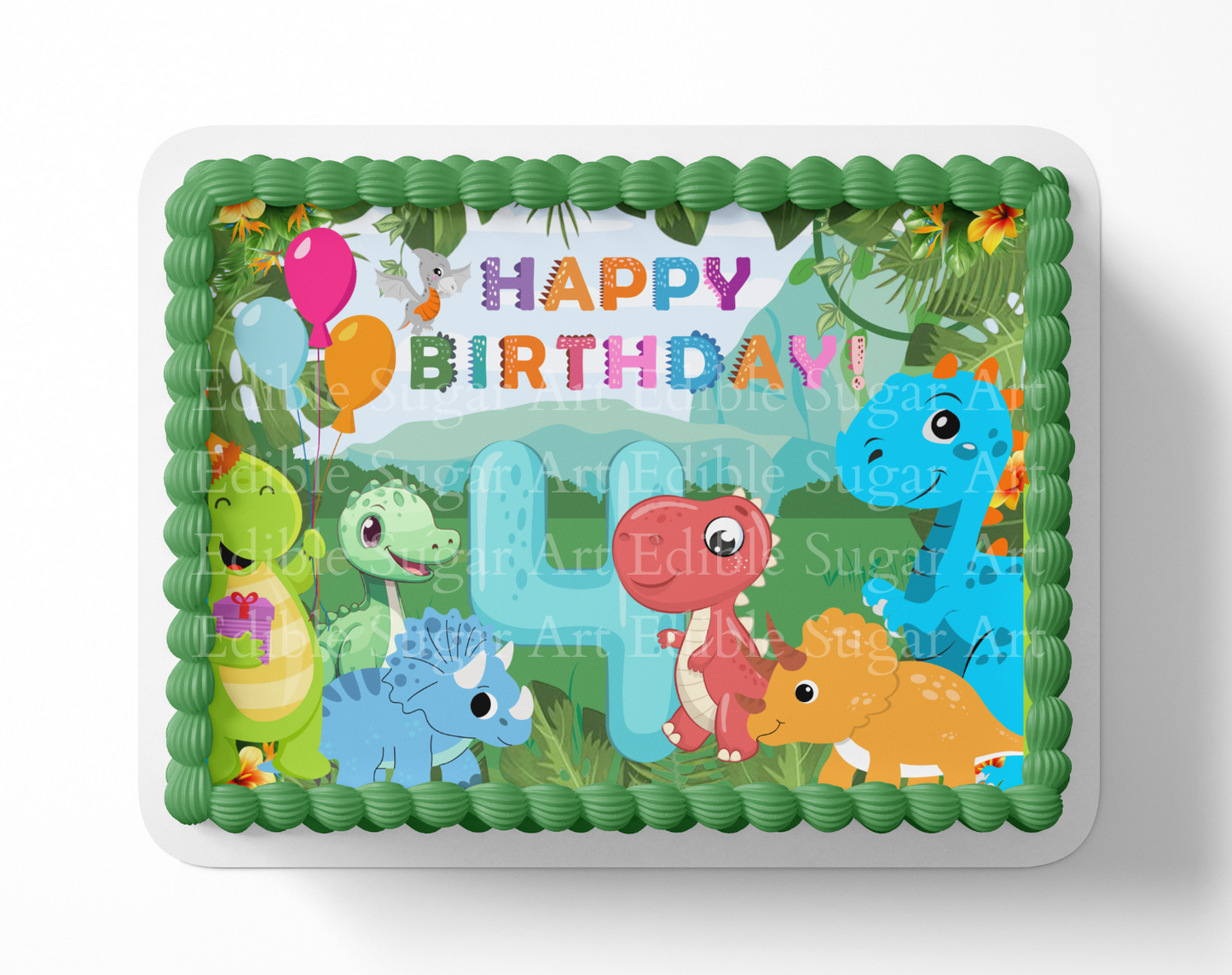Dinosaur BIRTHDAY cake topper edible image