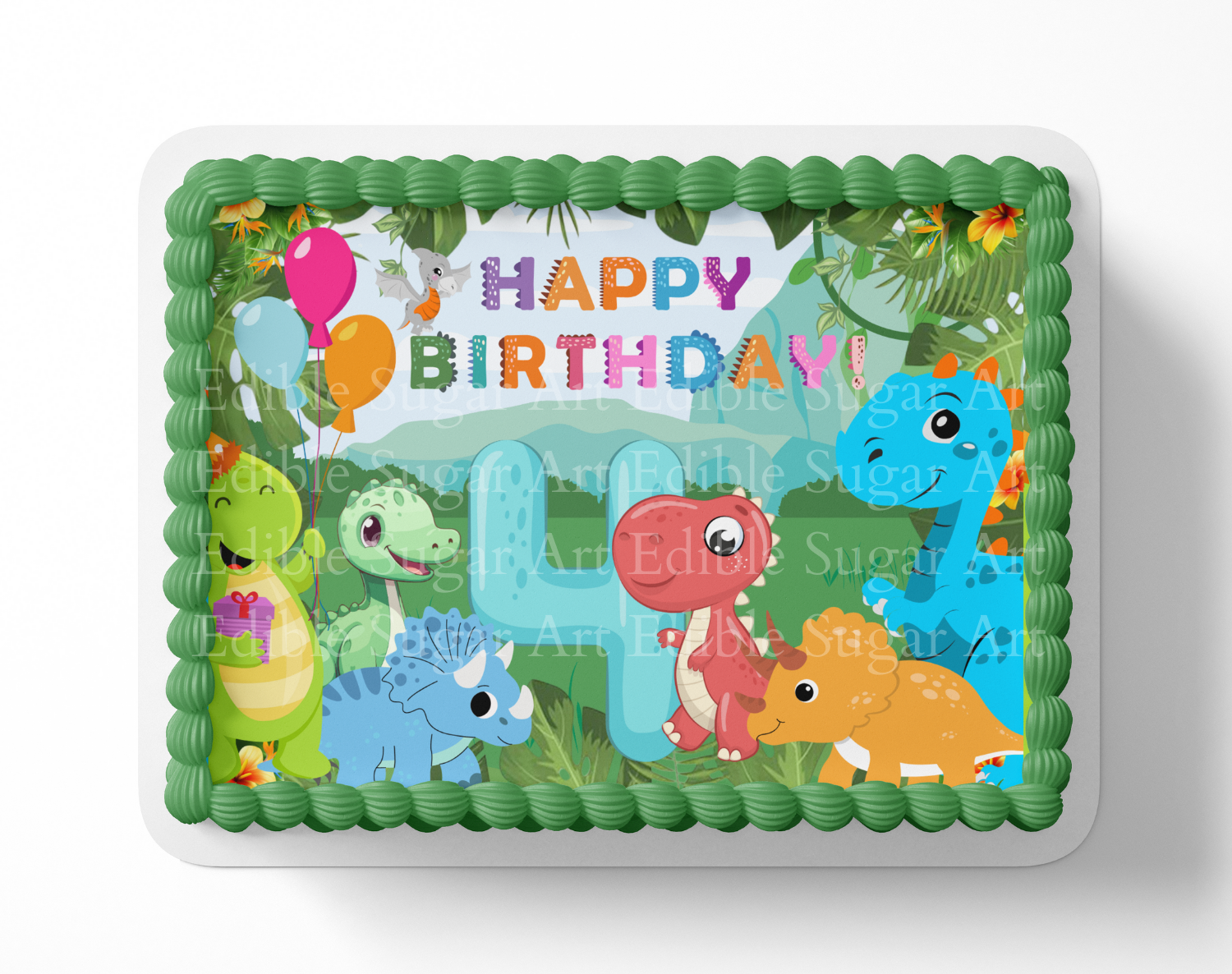 Dinosaur BIRTHDAY cake topper edible image