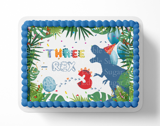 Dinosaur BIRTHDAY cake topper edible image