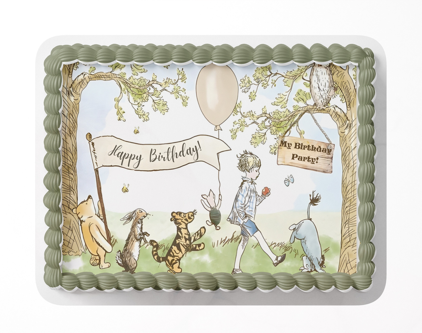 Pooh Bear Baby Shower Cake Topper Edible Image