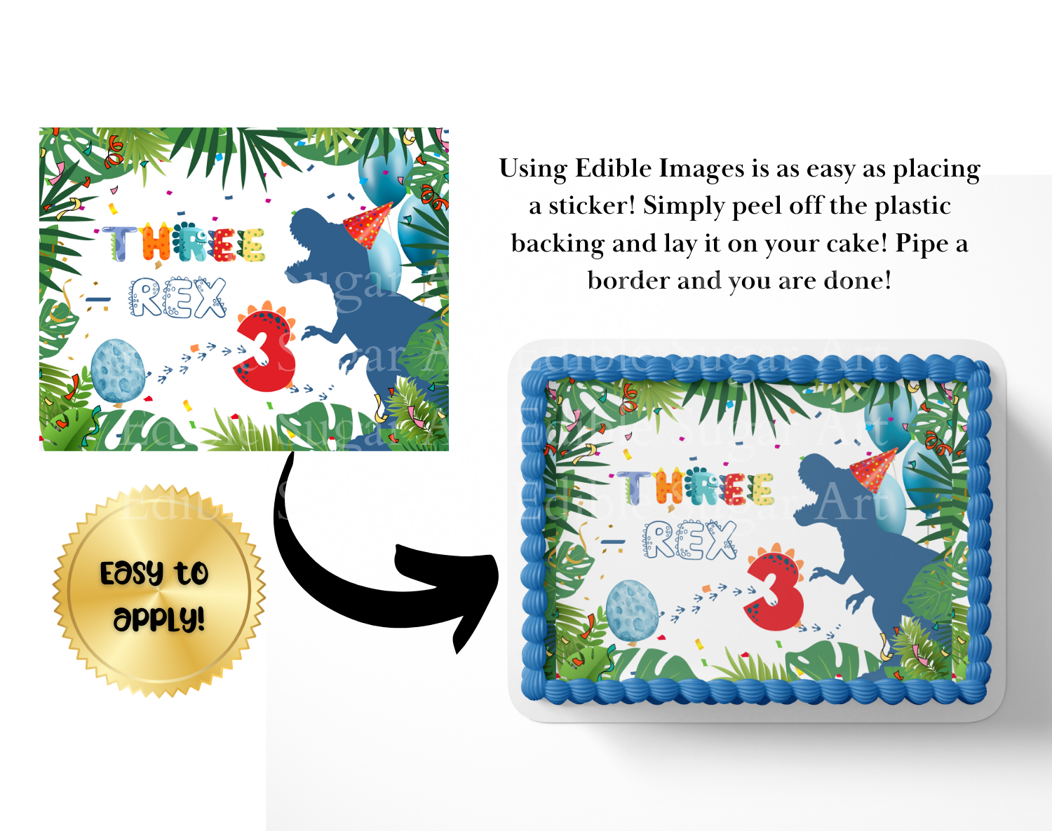 Dinosaur BIRTHDAY cake topper edible image
