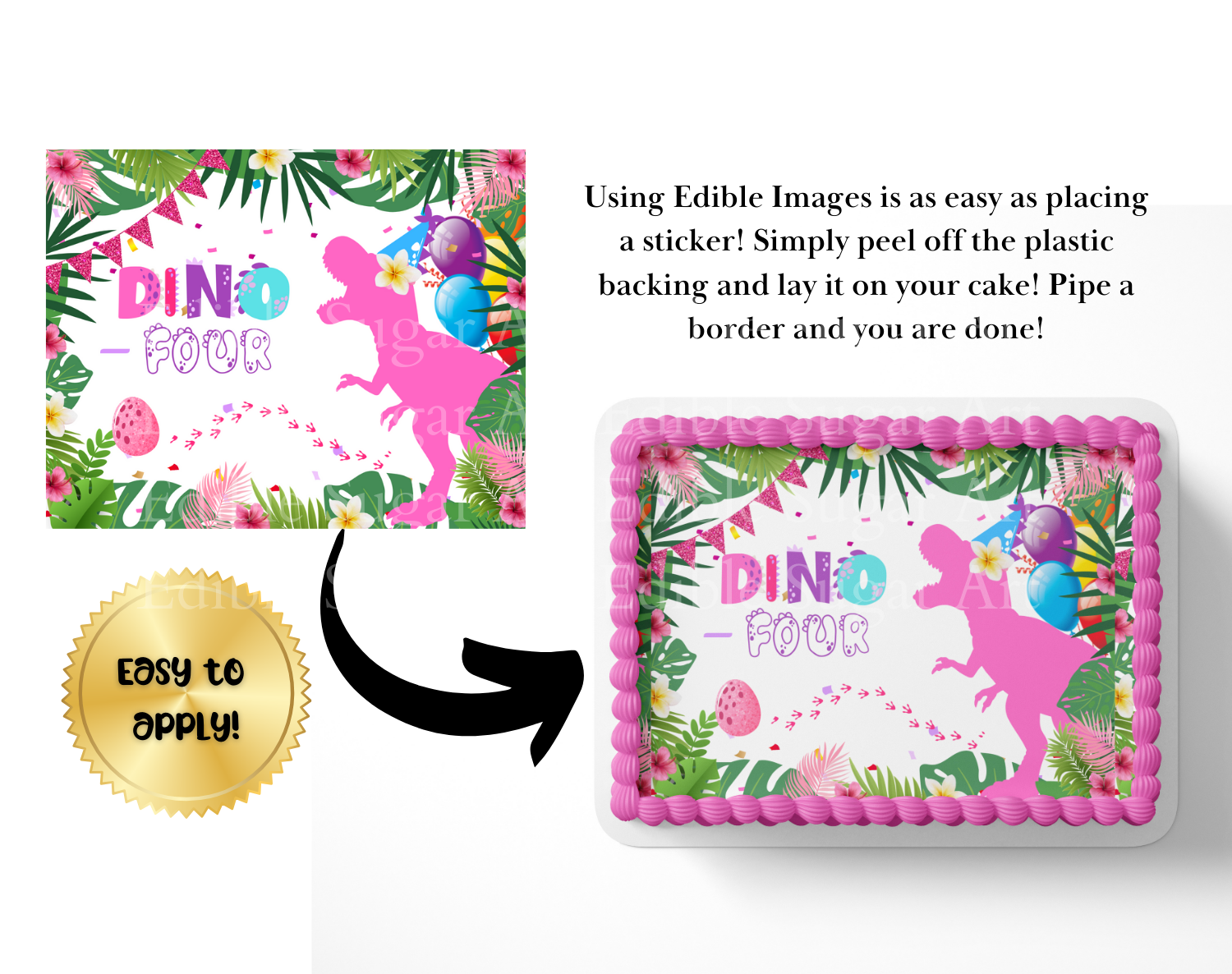 Dinosaur BIRTHDAY cake topper edible image