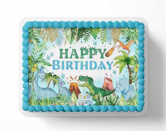 Dinosaur BIRTHDAY cake topper edible image