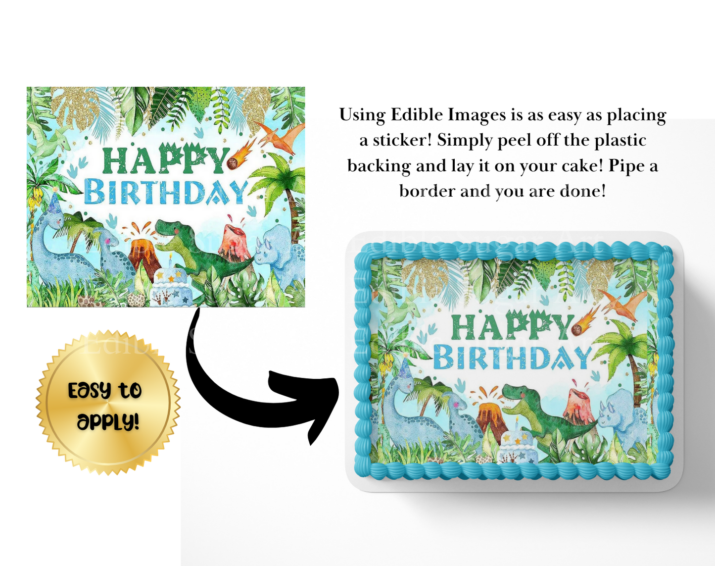 Dinosaur BIRTHDAY cake topper edible image