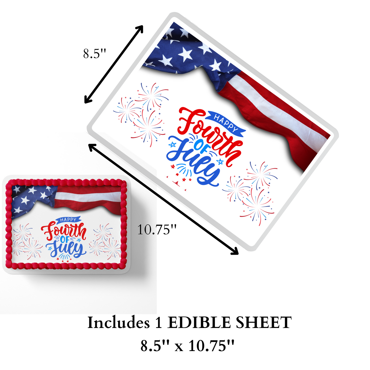 4th of July cake topper edible image, forth of July, 4th of July, cake topper, edible image, cupcake toppers