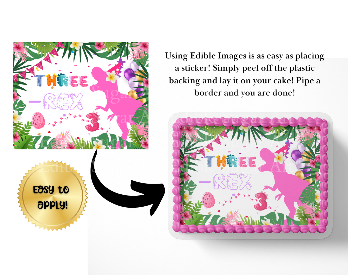 Dinosaur BIRTHDAY cake topper edible image
