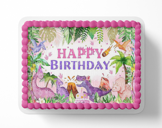 Dinosaur BIRTHDAY cake topper edible image