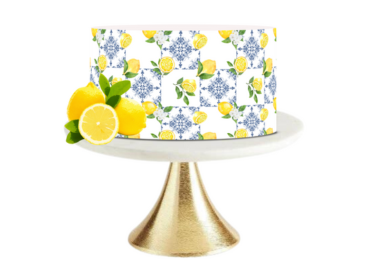 Lemon Tile, Mediterranean Tiles, Blue and White Tile Edible Paper, Italy, Italian Blue Tile, Icing Image, Italian, Greek, Moroccan Tiles (Copy) (Copy) (Copy) (Copy) (Copy)