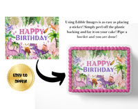 Dinosaur BIRTHDAY cake topper edible image