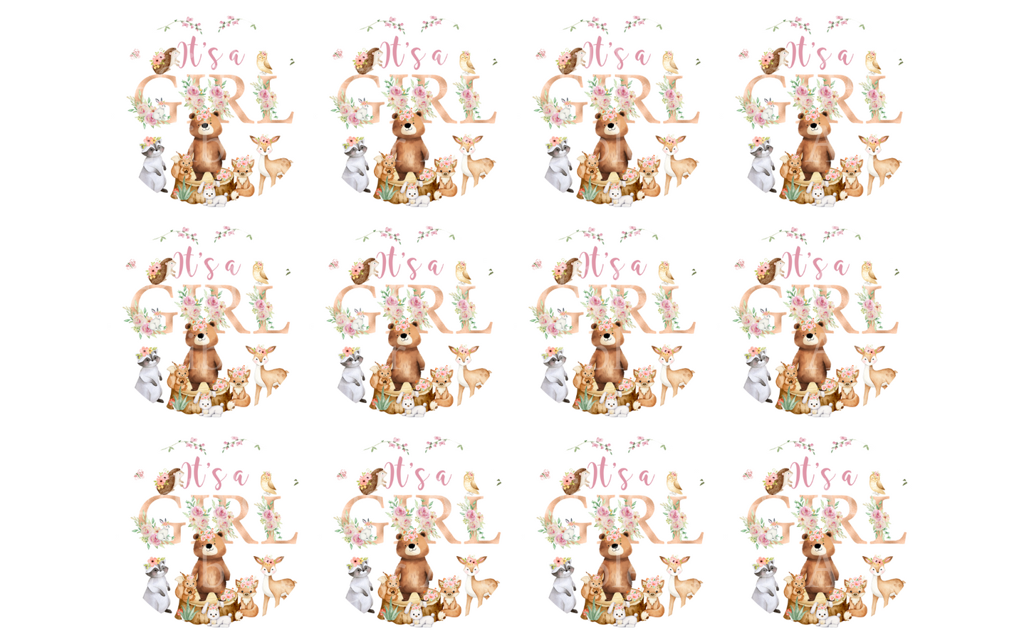 WOODLAND BABY SHOWER CAKE TOPPER EDIBLE IMAGE 