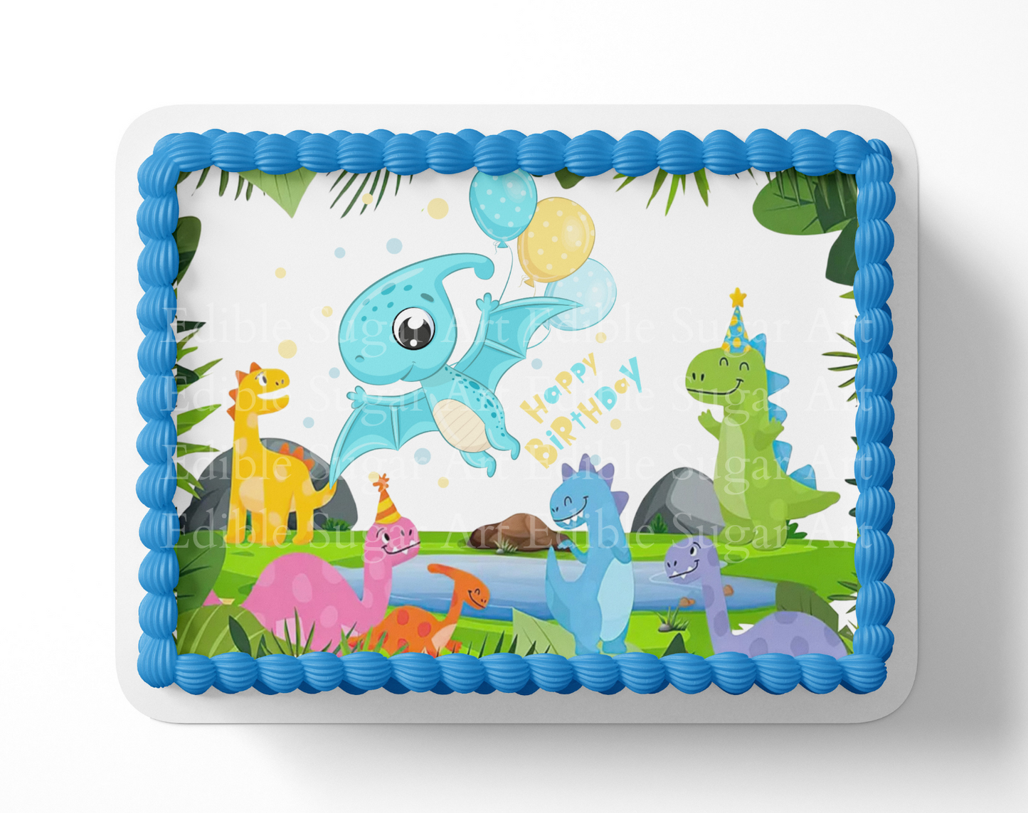 Dinosaur BIRTHDAY cake topper edible image
