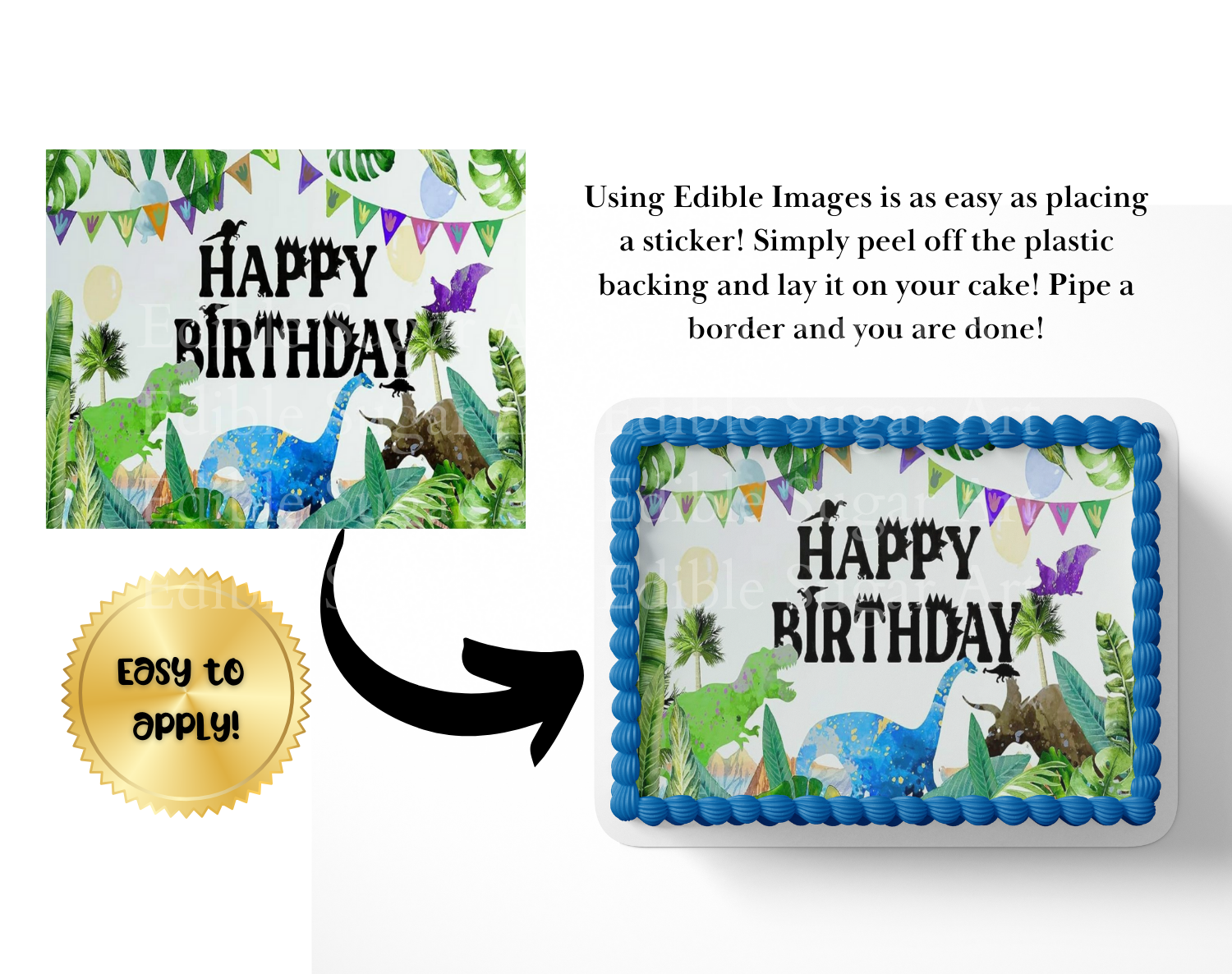 Dinosaur Birthday Cake Topper Edible Image   