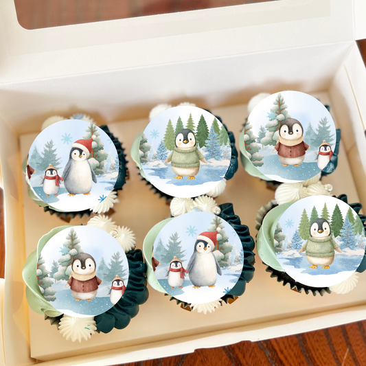 Christmas Cupcake Toppers, Edible Christmas Cupcake Toppers, Precut Christmas Cupcake Toppers, Winter Cupcake Toppers
