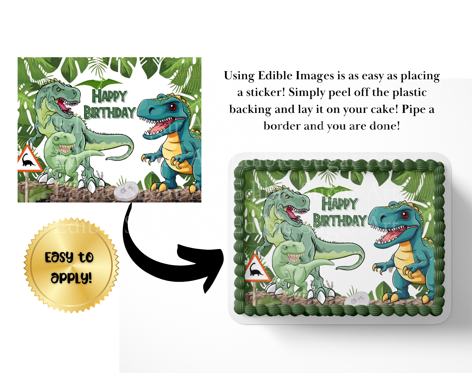 Dinosaur Birthday Cake Topper Edible Image   