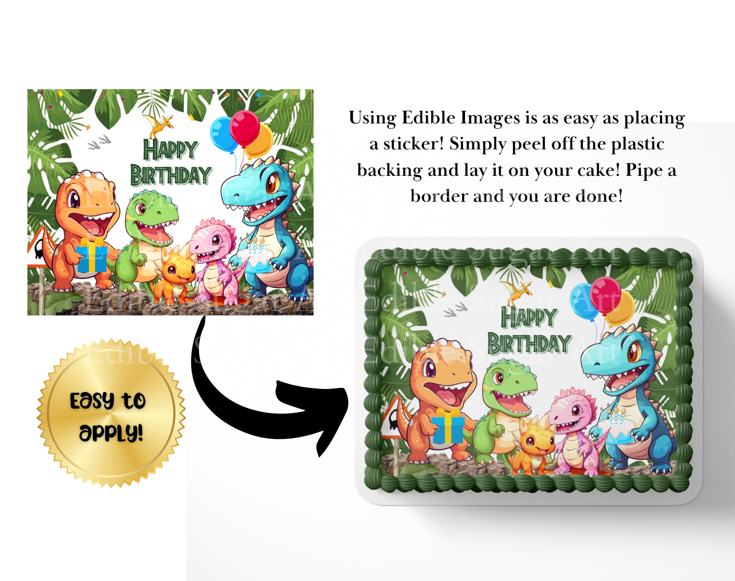 Dinosaur Birthday Cake Topper Edible Image   
