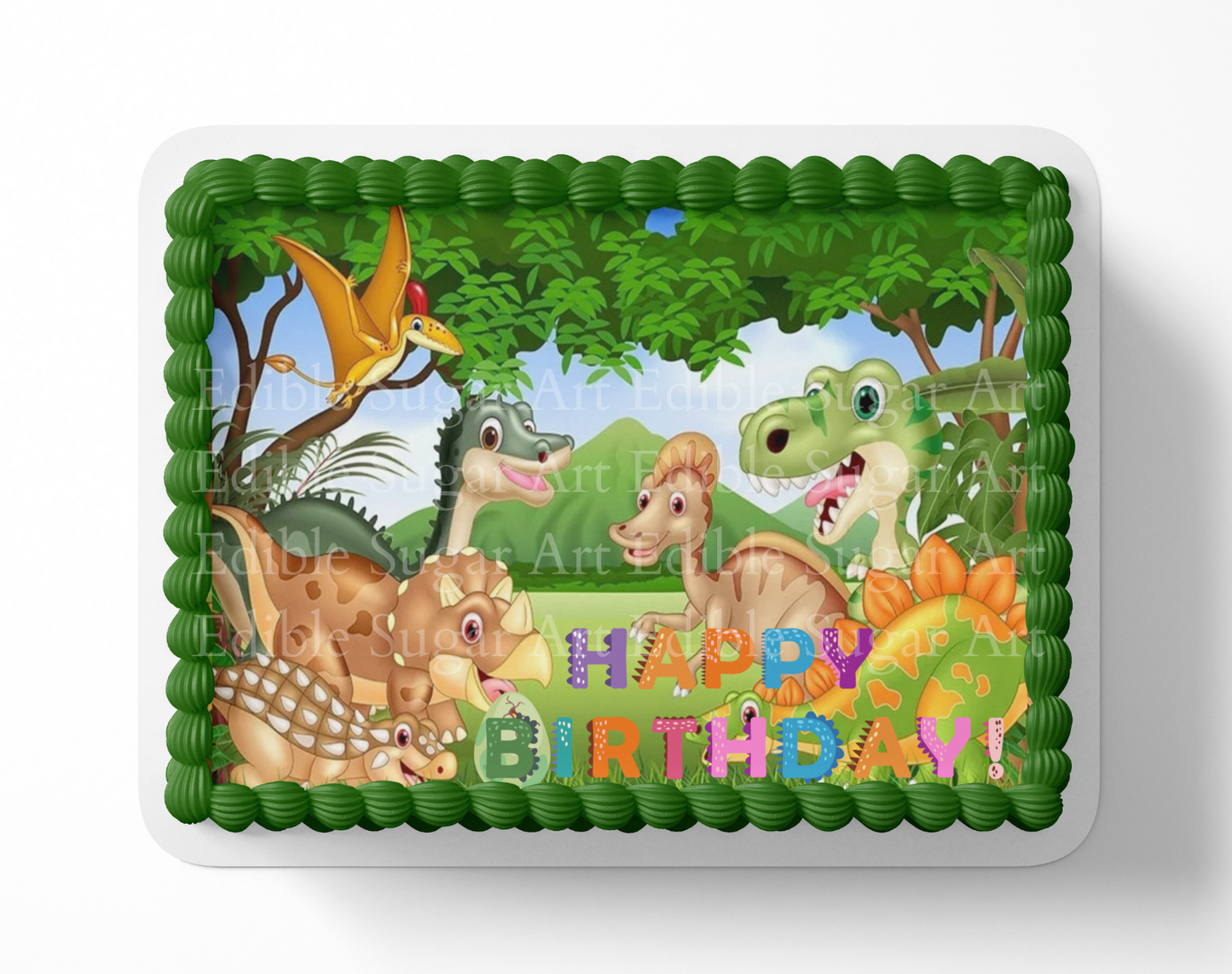 Dinosaur Birthday Cake Topper Edible Image   