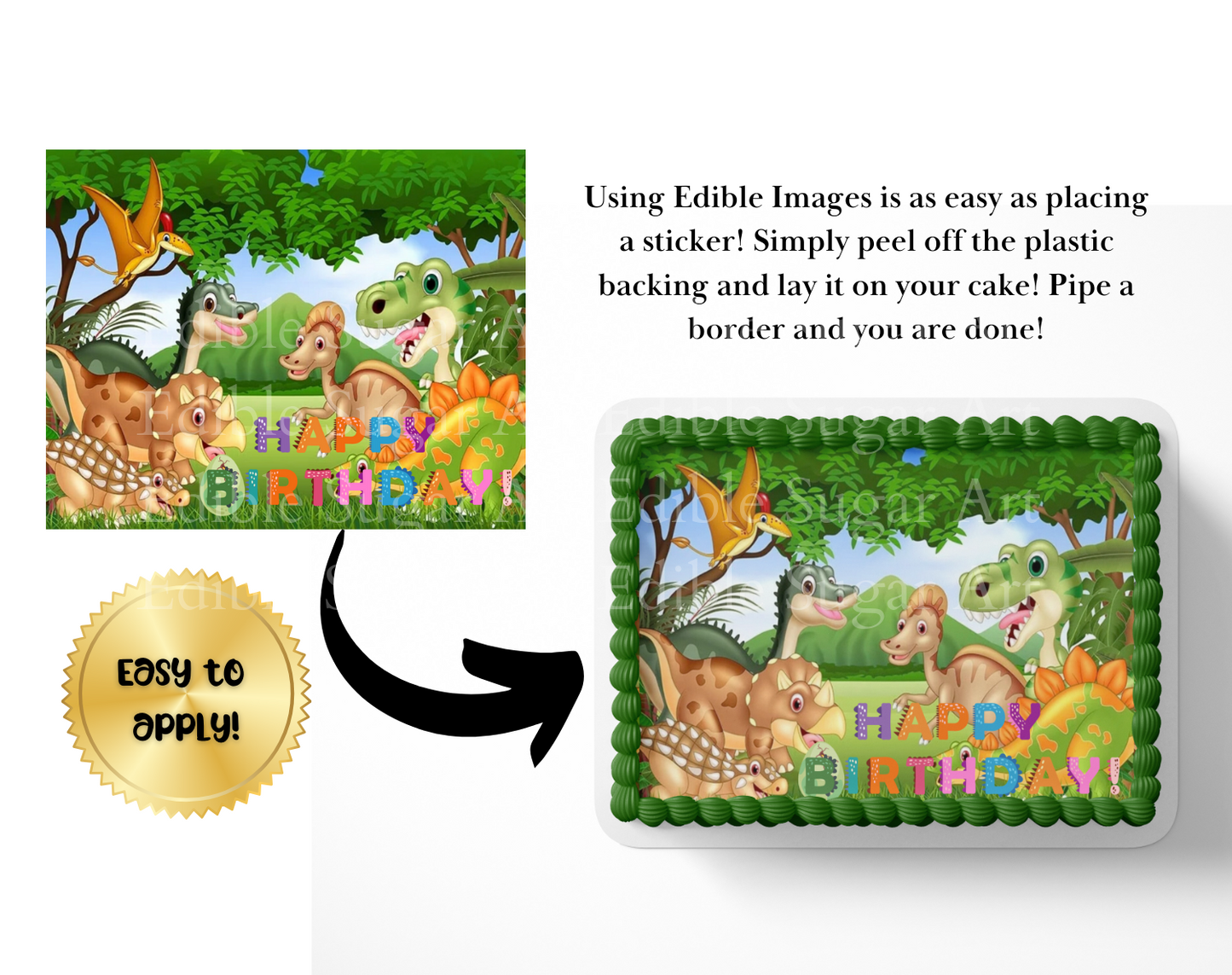 Dinosaur Birthday Cake Topper Edible Image   