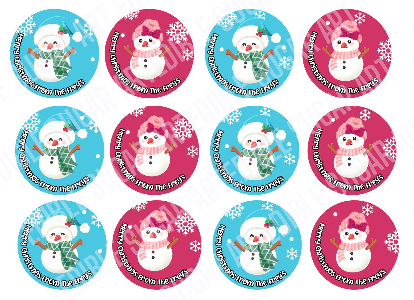 Christmas Cupcake Toppers Christmas Cake Topper Snowman cupcake topper Holiday cake topper Holiday cupcake topper