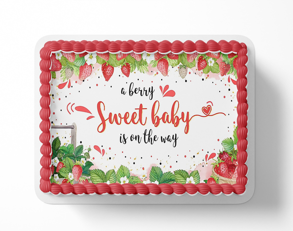 A Berry Sweet Baby Is on the way cake topper