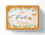 A Little Cutie Is On The Way Baby Shower Cake Topper Orange Tangerine Baby Shower