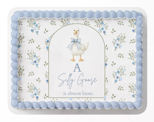 A Silly Goose Is Almost Loose Baby Shower Cake Topper