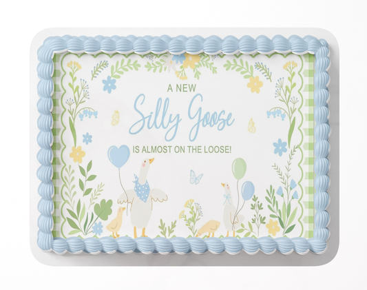 A Silly Goose Is Almost Loose Baby Shower Cake Topper