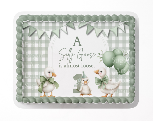 A Silly Goose Is Almost Loose Baby Shower Cake Topper