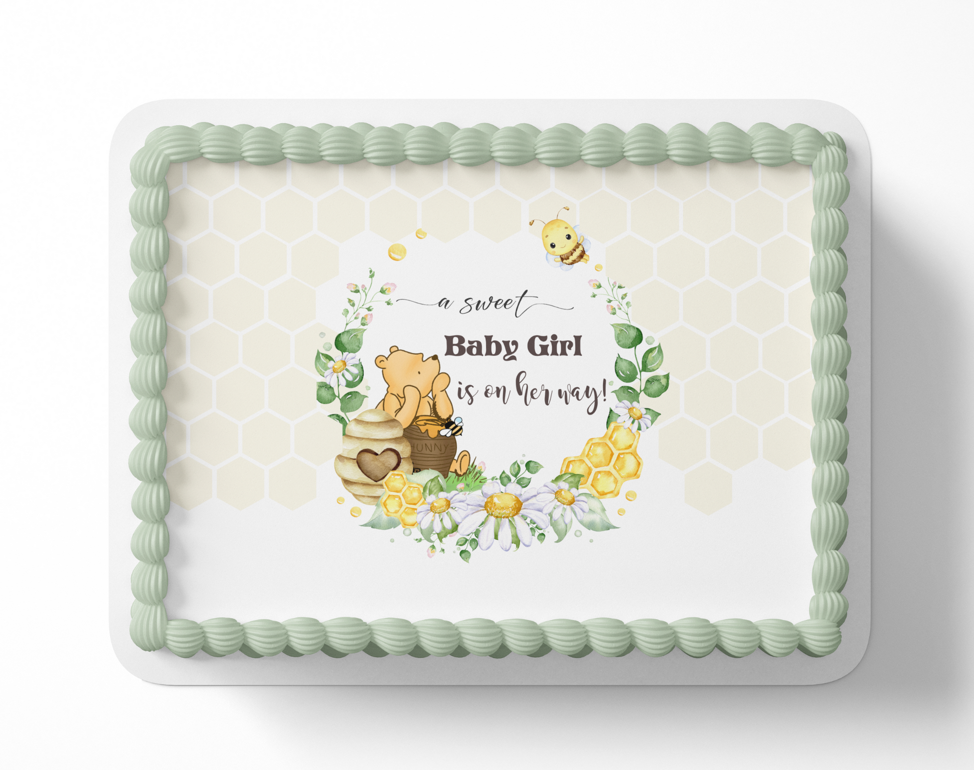 A Sweet Baby Girl is on Her Way, Pooh Bear Baby Shower Cake Topper