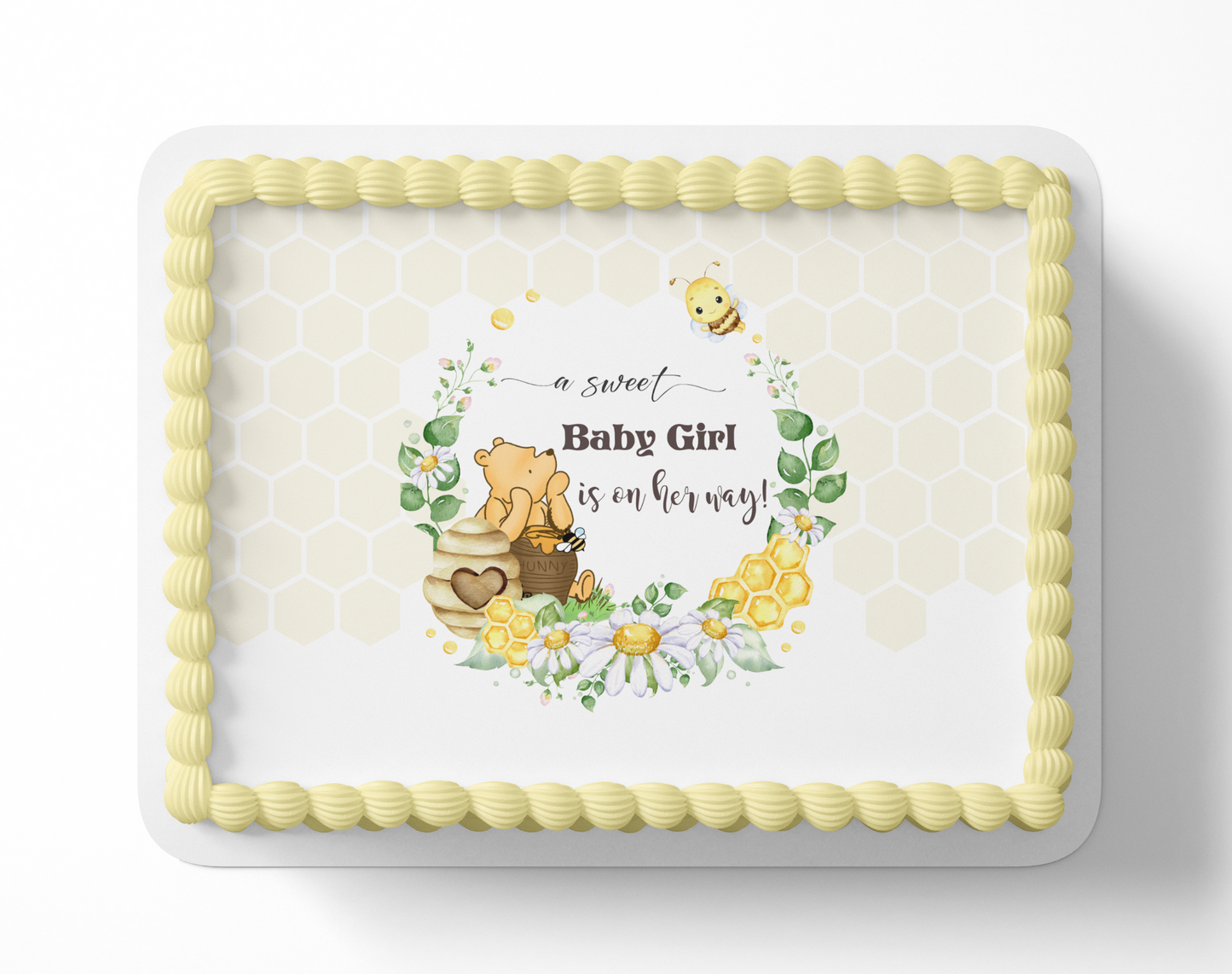 A Sweet Baby Girl is on Her Way, Pooh Bear Baby Shower Cake Topper