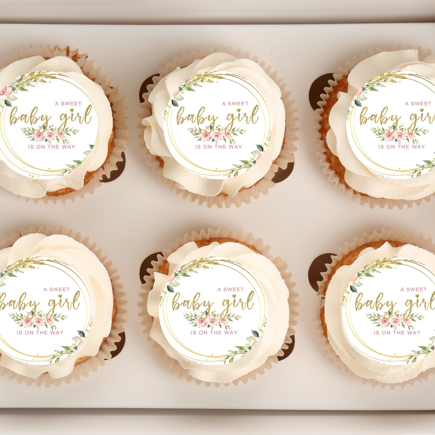 A Sweet baby Girl Is On The Way Cupcake Toppers