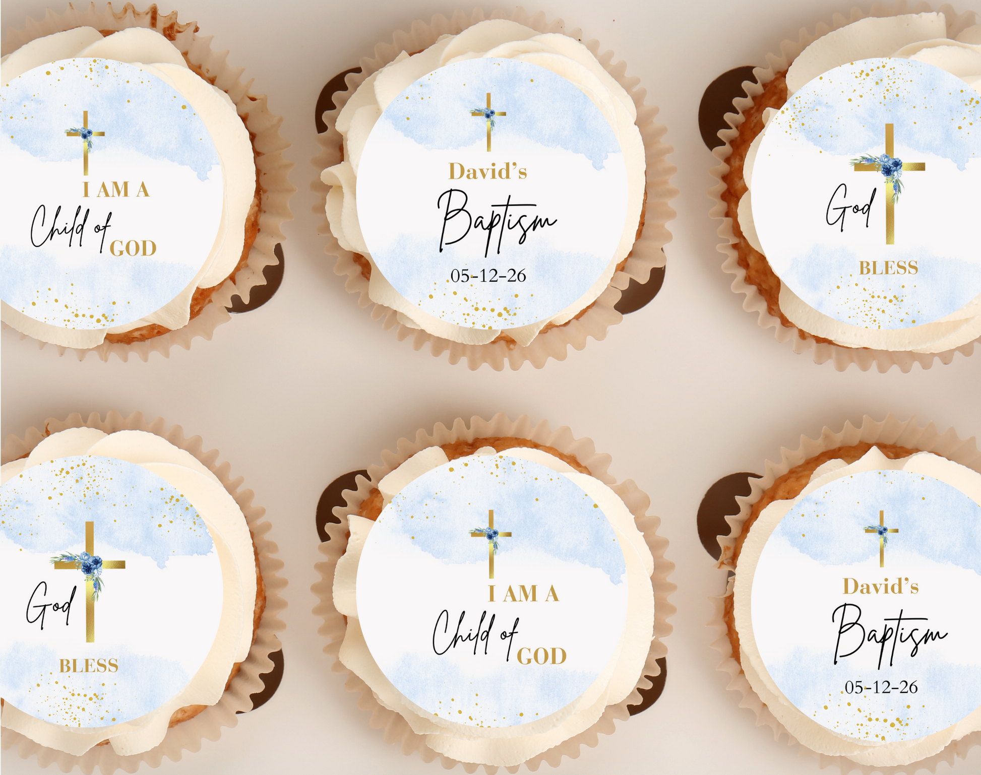 Baptism Cupcake Toppers Edible Baptism Cake Topper Christening Cupcake Topper
