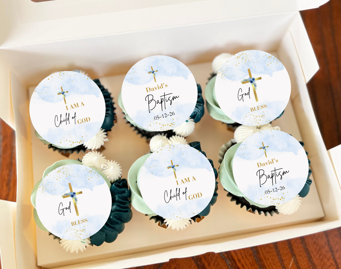 Baptism Cupcake Toppers Edible Baptism Cake Topper Christening Cupcake Topper