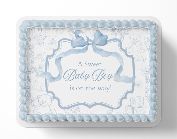 Blue Bow A sweet baby Bow is on the way cake topper