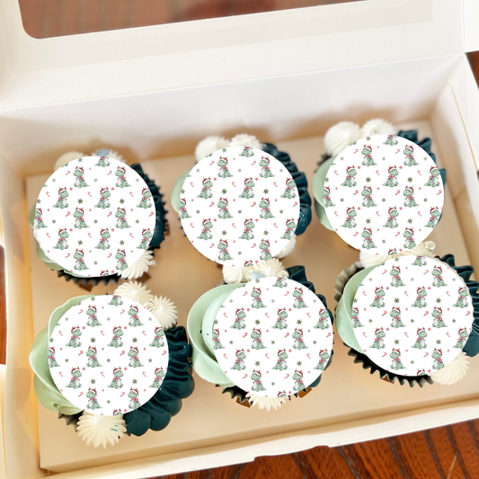 Christmas Dinosaur Cupcake topper