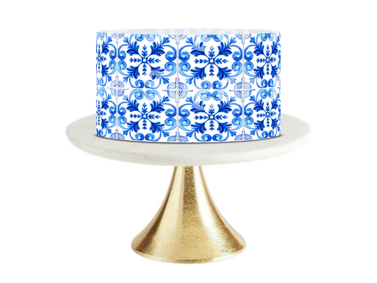 Mediterranean Tiles, Blue and White Tile Edible Paper, Italy, Italian Blue Tile, Icing Image, Italian, Greek, Moroccan Tiles