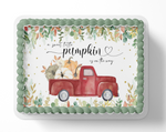 Fall Baby Shower Cake topper pumpkins red pickup truck vintage 